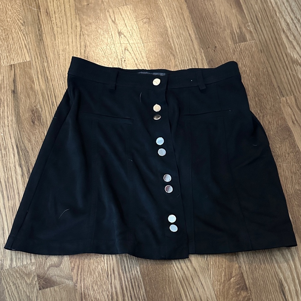 Suede Button-Front Skirt